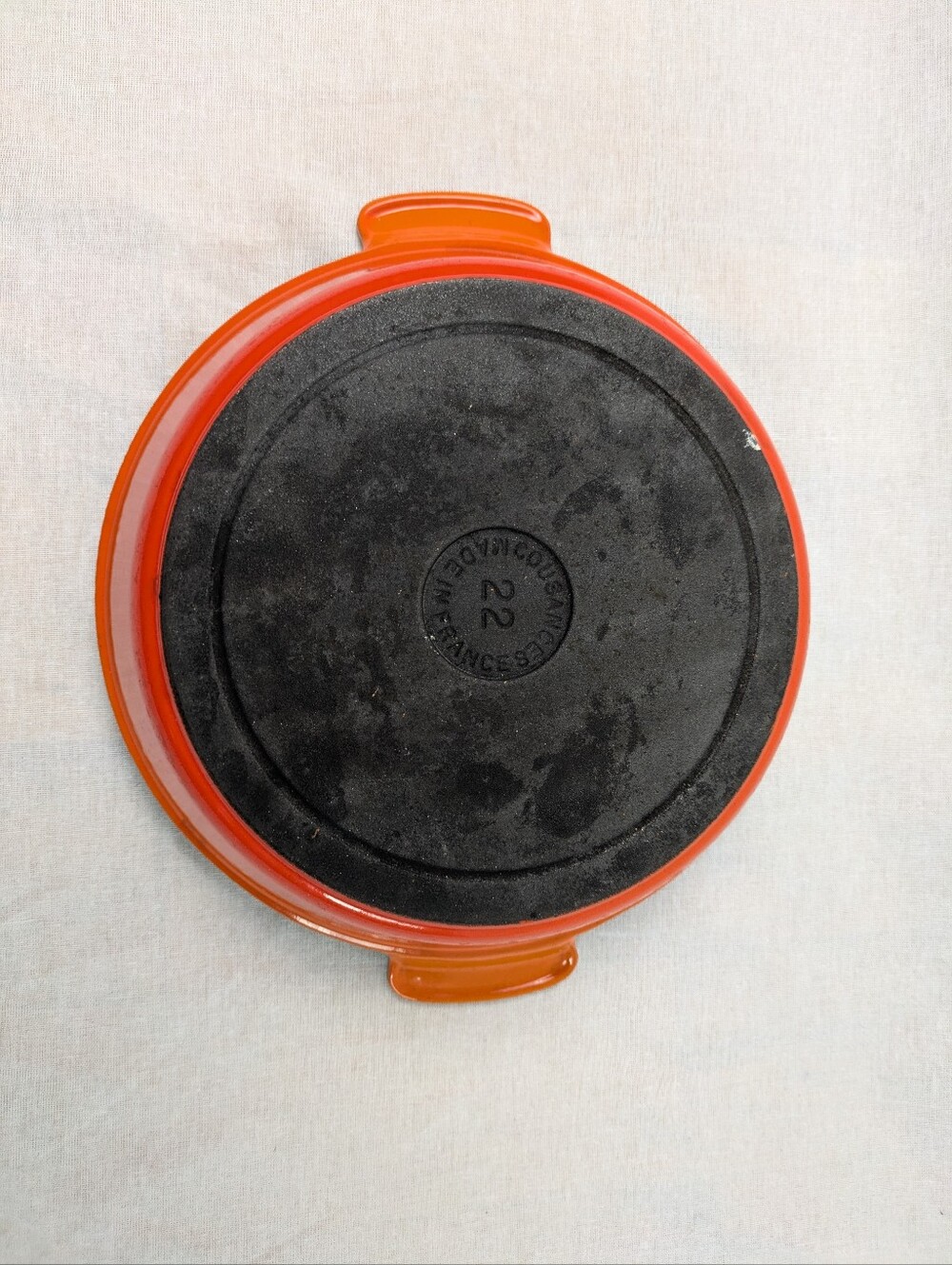 Le Creuset Flame Orange Round Stoneware Baking Dish #22 Vintage France - Picture 4 of 4